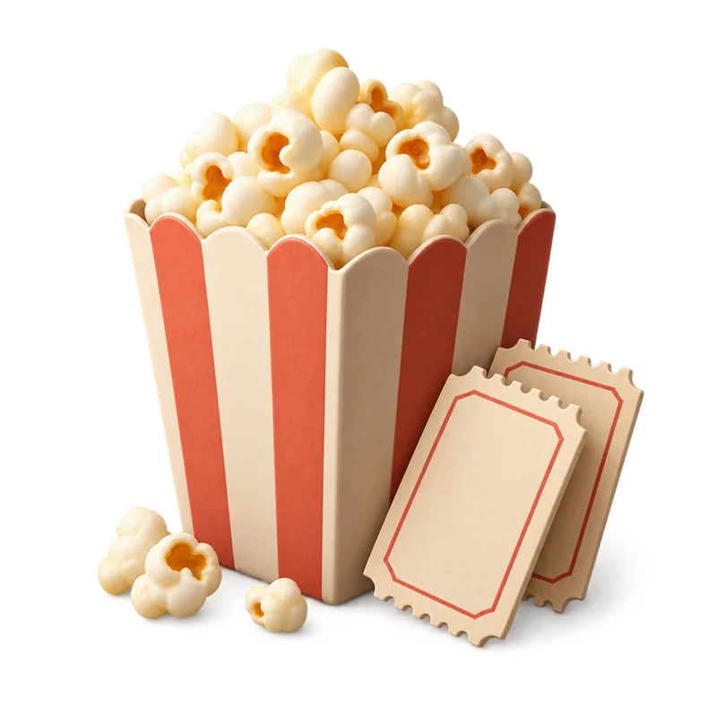 Popcorn and a pair of cinema tickets