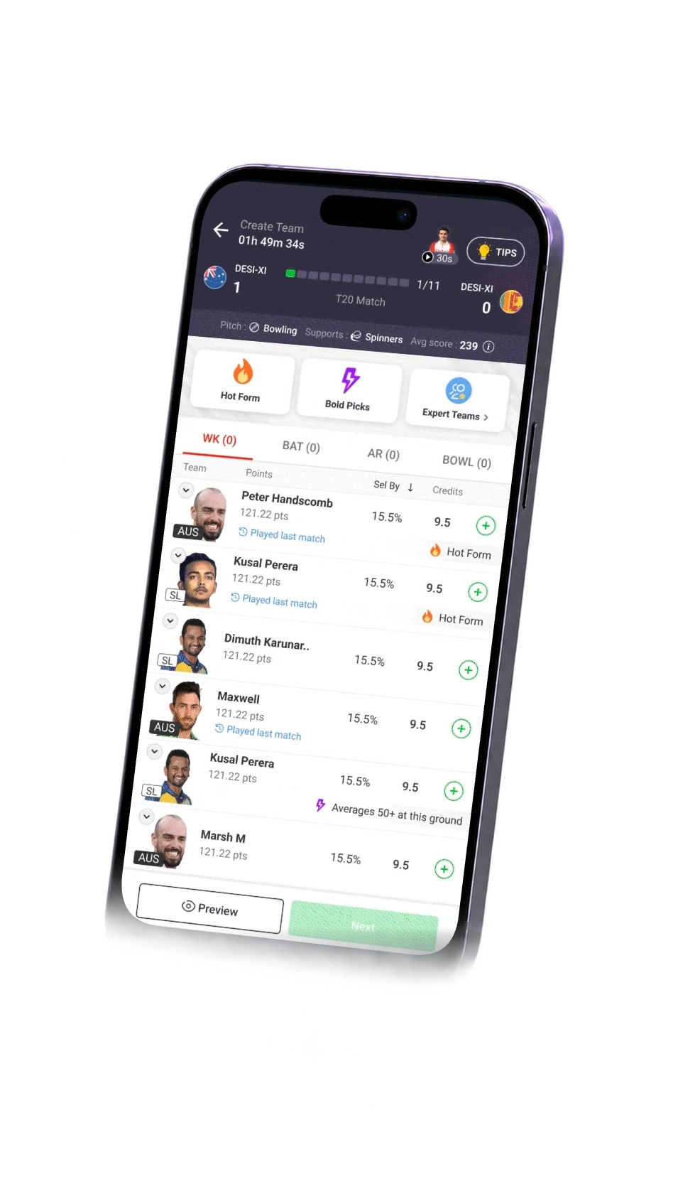 Team Sensei’s actual team builder inside the original phone mockup