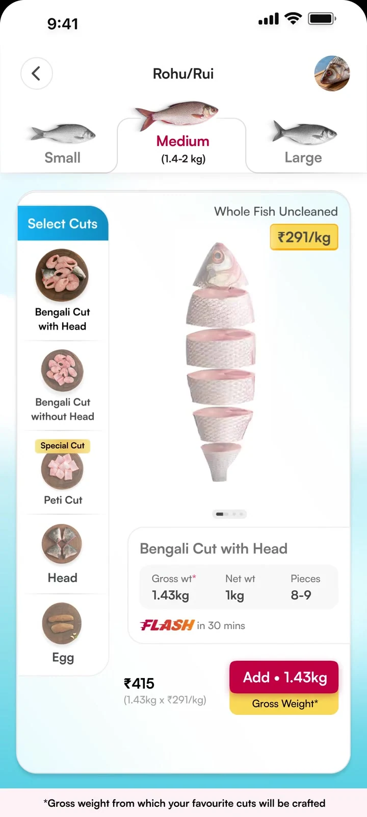 Whole-fish-to-cut transition and cut options