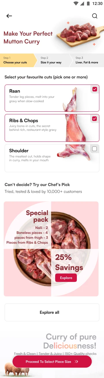 Two preferred cuts selected in the same order
