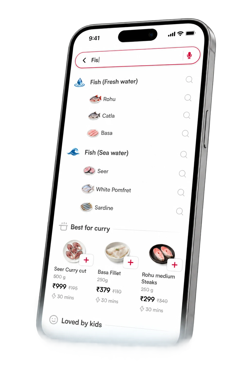 Search 2.0 discovery experience shown in a finished phone mockup